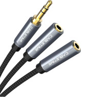 Спліттер CABLETIME mini-jack 3.5mm (M) - 2xmini-jack 3.5mm (F) 0.2м Gray (CF13B)