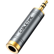 Адаптер CABLETIME mini-jack 3.5 mm - jack 6.35 mm Gray (CPA4G)