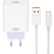 Зарядний пристрій XO L128U 1xUSB-A, QC 3,0, PD, 120W White w/Type-C cable (XO-L128U)