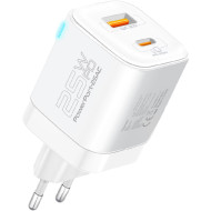 Зарядний пристрій PROMATE PowerPort-25AC 1xUSB-A, 1xUSB-C, QC3.0, PD3.0, 25W Ultra-Fast Charger White