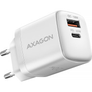 Зарядний пристрій AXAGON 1xUSB QC3.0, 1xUSB-C PD20W White