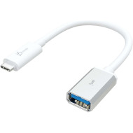 Кабель OTG J5CREATE USB3.1, USB-C Male to USB-A Female 0.1м White