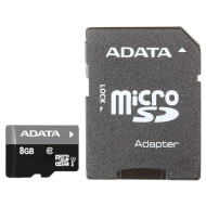 Карта памяти ADATA microSDHC Premier 8GB UHS-I Class 10 + SD-adapter (AUSDH8GUICL10-RA1)