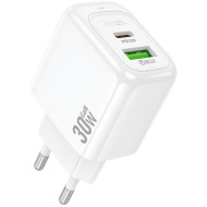 Зарядний пристрій HOCO CS55A Surplus 1xUSB-A, 1xUSB-C, PD30W, QC3.0 White (6942007631549)