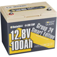 Акумуляторна батарея POWER QUEEN LiFePO4 12V 100Ah Group 24 Smart Deep Cycle Lithium Battery (12.8В, 100Агод)