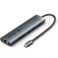 Порт-репликатор VENTION 8-in-1 USB-C to HDMI/USB-C3.2/USB3.0/USB2.0/SD/TF/LAN/PD (TGUHB)