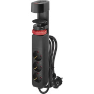 Удлинитель EMOS P1321PD Black, 3 розетки, 1xUSB-C, 2xUSB, 1.5м