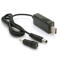 Кабель живлення USB to DC VOLTRONIC 5.5x2.5mm 12V/9V + перехідник 5.5*2.5mm(F) to 3.5*2.0mm(M) 1м Black (KPFR/5-12/9)