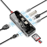Порт-репликатор PROMATE TransHub-Mini 8-in 1 Transparent Ultra-Fast Multiport USB-C Hub with PD100W
