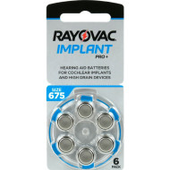 Батарейка для слуховых аппаратов RAYOVAC Implant Pro+ 675 6шт/уп (675CP-6IMPMF)