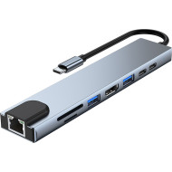 Порт-репликатор DYNAMODE 8-in-1 USB-C to 1xHDMI, 2xUSB3.0, 1xUSB-C2.0, SD/TF, LAN, PD100W