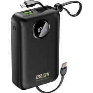 Повербанк DUDAO K14+ 1xUSB-C, 1xUSB-A w/2 cables 22.5W 20000mAh Black (6977196680016)