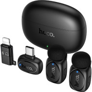 Беспроводной петличный микрофон HOCO L19 Graceful Wireless Dual-mic Lightning/Type-C Black
