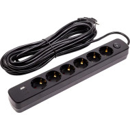 Сетевой фильтр POWERPLANT YS-N6086/10c Black, 6 розеток, 2xUSB-C, 1xUSB, 10м (EX610693)