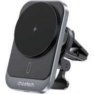 Автодержатель с беспроводной зарядкой CHOETECH T206-F Magnetic Wireless Car Charger 15W Black (T206-F-ACBK)