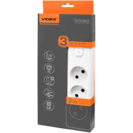 Сетевой фильтр VIDEX Oncord White, 3 розетки, 2м (VF-PD32-W)