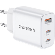 Зарядное устройство CHOETECH PD3046 30W USB-A, 2xUSB-C PD3.0, QC3.0 GaN Wall Charger White