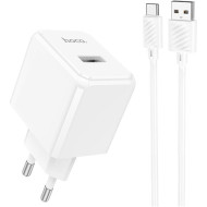 Зарядний пристрій HOCO CS11A Ocean 1xUSB-A, 2.1A White w/Type-C cable (6942007603614)