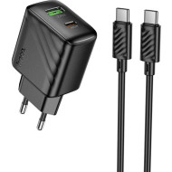 Зарядний пристрій HOCO CS25A Rico 1xUSB-C, 1xUSB-A, PD20W, QC3.0 Black w/Type-C cable (6942007639804)