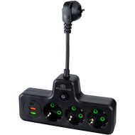 Сетевой фильтр-розетка XOKO SPW-3-2-1 Black, 3 розетки, 1xUSB-C, 2xUSB