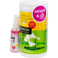 Салфетки влажные чистящие PATRON F3-027 100шт + Hand Sanitizer 50ml