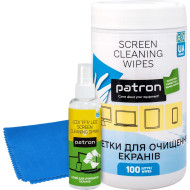 Серветки вологі чистячі PATRON F3-059 100шт + Screen Spray 100ml F3-008 + Microfiber Wipe 20x20cm F4-019