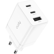 Зарядное устройство CUDY CH67 GaN Charger 2xUSB-C, 1xUSB-A PD 3.0, QC 3.0, 67W White
