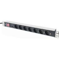 Блок розеток DIGITUS 19" Aluminum Outlet Strip with Overload Protection, 1U, 7xSchuko, 16А, с выключателем, 2м (DN-95403)