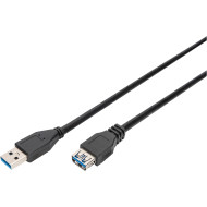 Кабель-подовжувач DIGITUS USB3.0 AM/AF 1.8м Black (AK-300203-018-S)