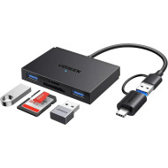 Кардридер UGREEN CM812 4-in-1 Type-C +USB3.0 Card Reader for TF/SD Black (45167)