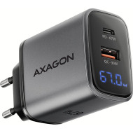 Зарядний пристрій AXAGON 1xUSB-A QC4.0, 1xUSB-C PD45W, LCD Black