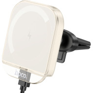 Автотримач з бездротовою зарядкою HOCO HW17 Crystal Magnetic Wireless Charge Car Holder White