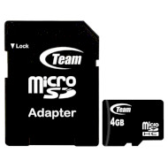 Карта памяти TEAM microSDHC 4GB Class 10 + SD-adapter (TUSDH4GCL1003)