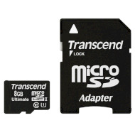 Карта памяти TRANSCEND microSDHC Ultimate 8GB UHS-I Class 10 + SD-adapter (TS8GUSDHC10U1)