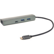 Порт-реплікатор POWERPLANT USB-C to 1xUSB-C, 2xUSB3.0, RJ-45 (CA910557)
