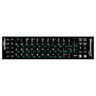 Наліпки на клавіатуру GRAND-X Protection Latin/Cyrillic 68 клавіш, чорна основа, білі/зелені літери