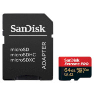 Карта памяти SANDISK microSDXC Extreme Pro 64GB UHS-I U3 V30 A2 Class 10 + SD-adapter (SDSQXCY-064G-GN6MA)