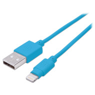 Кабель MANHATTAN iLynk USB Cable with Lightning Connector Blue 0.15м (394437)