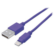 Кабель MANHATTAN iLynk USB Cable with Lightning Connector Purple 0.15м (394451)