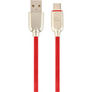Кабель CABLEXPERT Premium Rubber USB Type-C Red 1м (CC-USB2R-AMCM-1M-R)