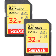 Набор из двух карт памяти SANDISK SDHC Extreme 32GB UHS-I V30 Class 10 (SDSDXVE-032G-GNCI2)