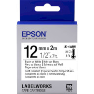 Стрічка EPSON LK-4WBH 12mm White on Black Heat Resistance (C53S654025)