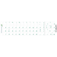 Наліпки на клавіатуру GRAND-X Protection Cyrillic 60 клавіш укр/рус, прозора основа, зелені літери