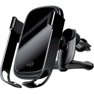 Автотримач для смартфона з бездротовою зарядкою BASEUS Rock-solid Vehicle Mounted Holder Wireless Charger Black (WXHW01-01)