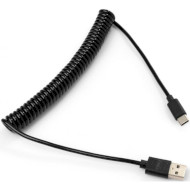 Кабель VINGA USB 2.0 AM to Type-C Spring Black 1.8м (VCPDCTCS1.8BK)
