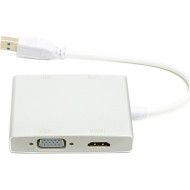 Порт-реплікатор POWERPLANT USB-A to 1xHDMI, 1xDVI, 1xVGA, RJ-45 (CA912087)