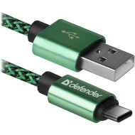 Кабель DEFENDER USB 2.0 AM to Type-C USB09-03T Pro 1м Green (87816)