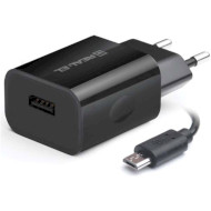 Зарядний пристрій REAL-EL CH-215 1xUSB-A, 2.1A Black w/Micro-USB cable (EL123160015)
