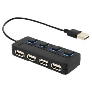 USB хаб з вимикачами LAPARA LA-SLED4 Black
