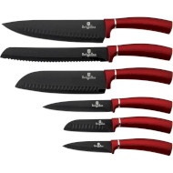 Набір кухонних ножів BERLINGER HAUS Metallic Line Burgundy Edition 6пр (BH-2542)